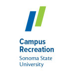 Campus recreation with a blue and green slash